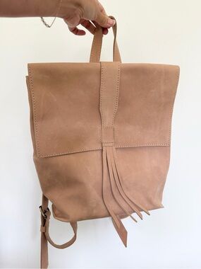 Raven and Lily Made in Ethiopia Women’s Leather Tassel Backpack in Tan Bag